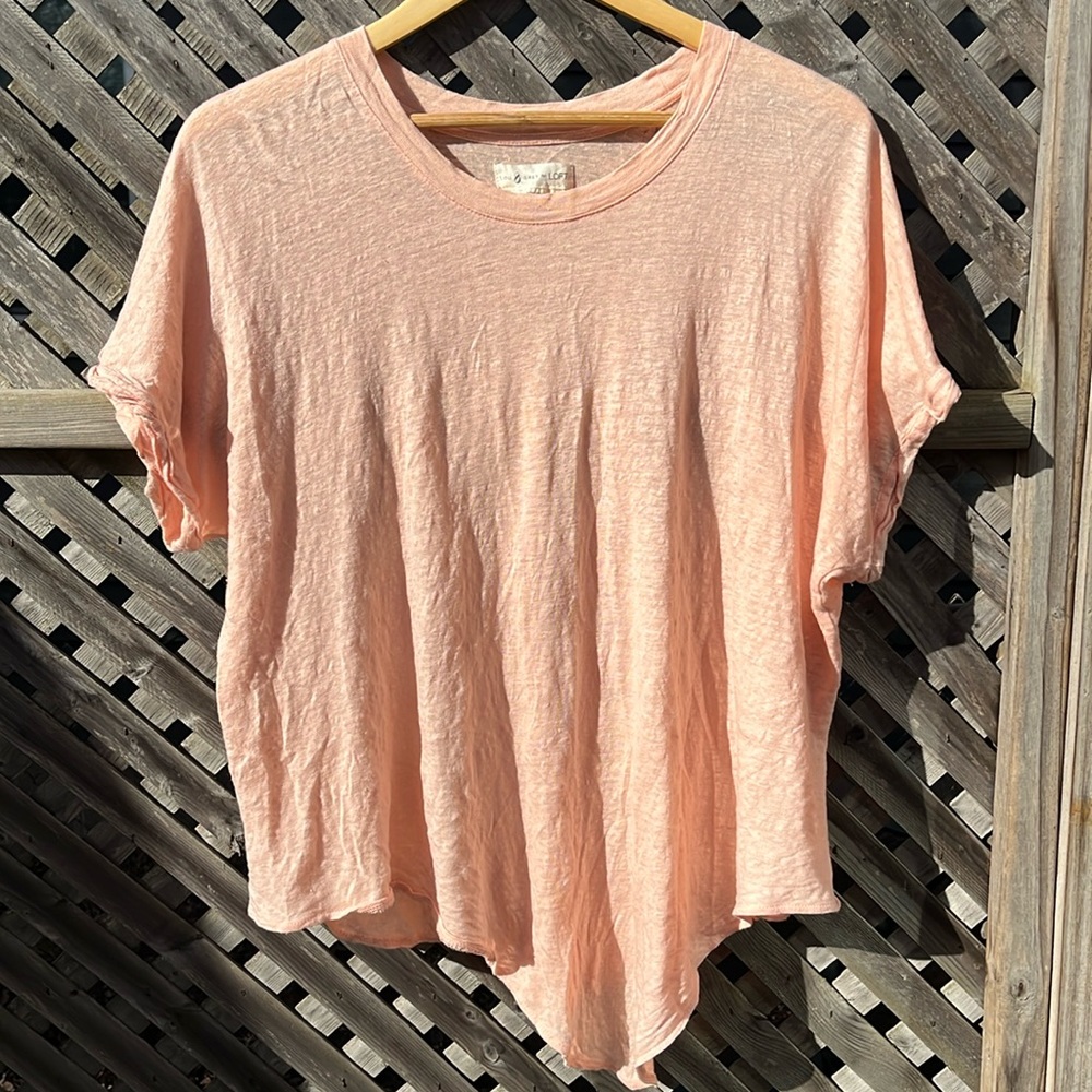 Lou & Grey For Loft Women's Short Sleeve Linen Tie Front T Shirt Size XL